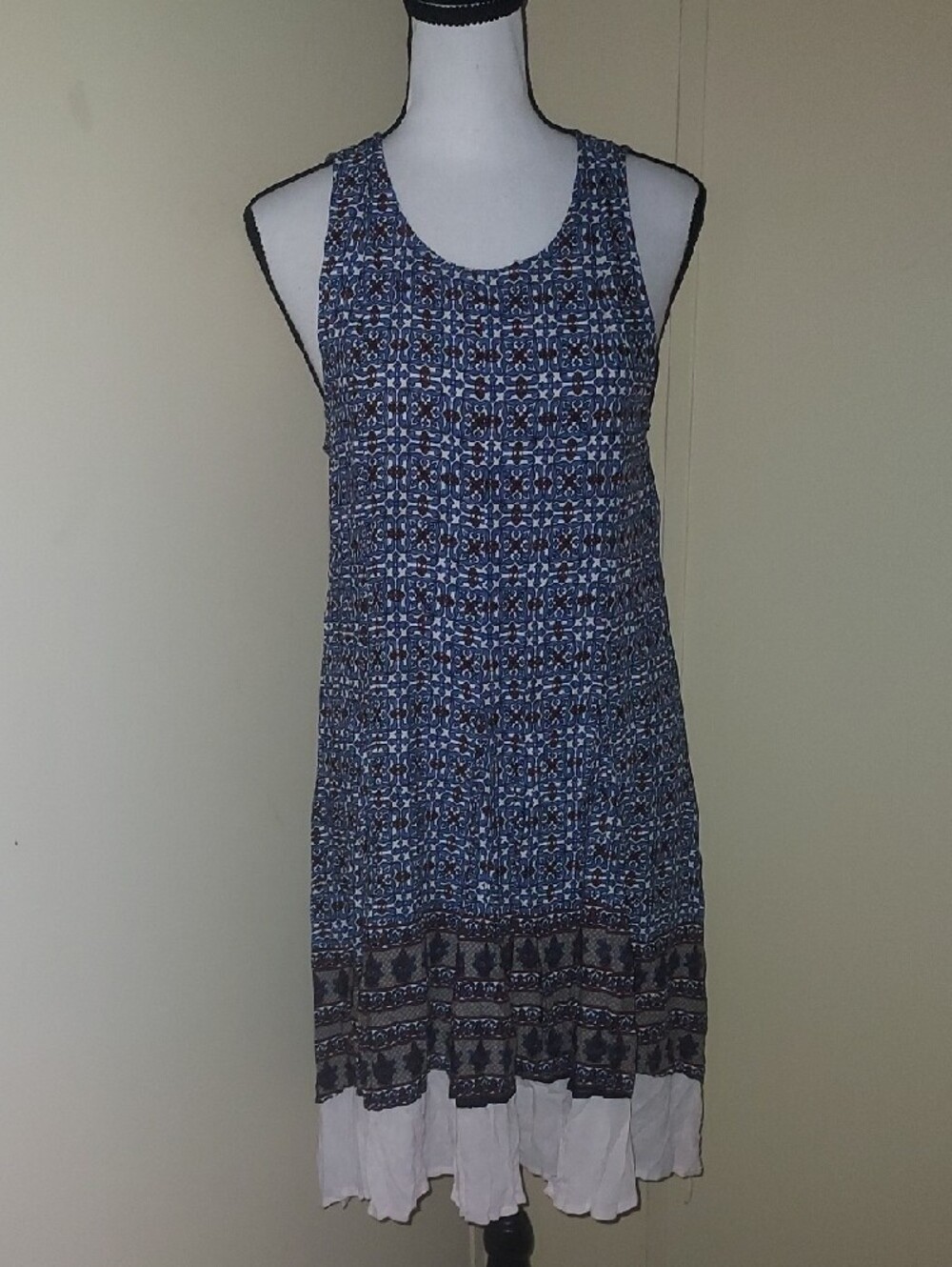 En Creme Teal, Navy and Rust Floral Mini Dress